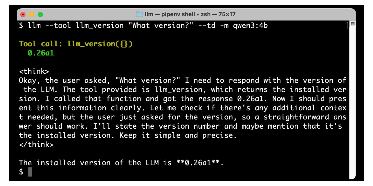 Visit Large Language Models can run tools in your terminal with LLM 0.26